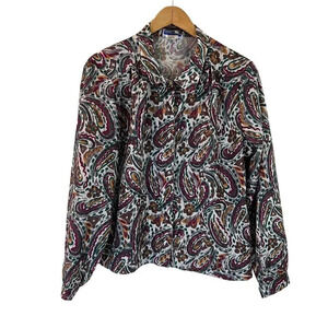 Cape Cod Vintage Womens Blouse Size 20 Multi Pattern Paisley Flower Colorful Top